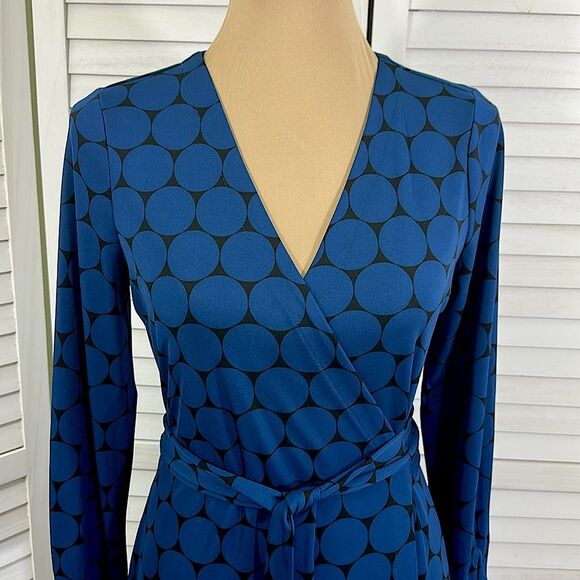 Ann Taylor Wrap Dress Size 6 Blue Jersey Knit NWOT - Picture 3 of 12
